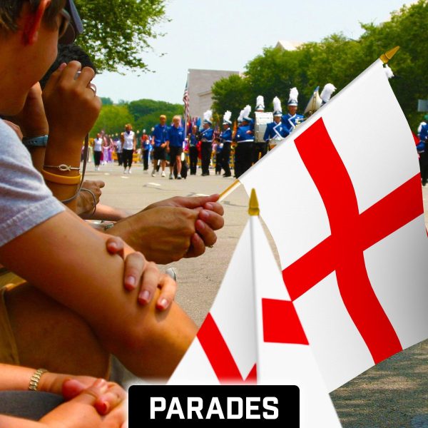 G128 50 Pack Handheld England English Stick Flags | 12x18 In | Printed 150D Polyester, Country Flag, Solid Wooden Stick, Spear Gold Tip - Image 5