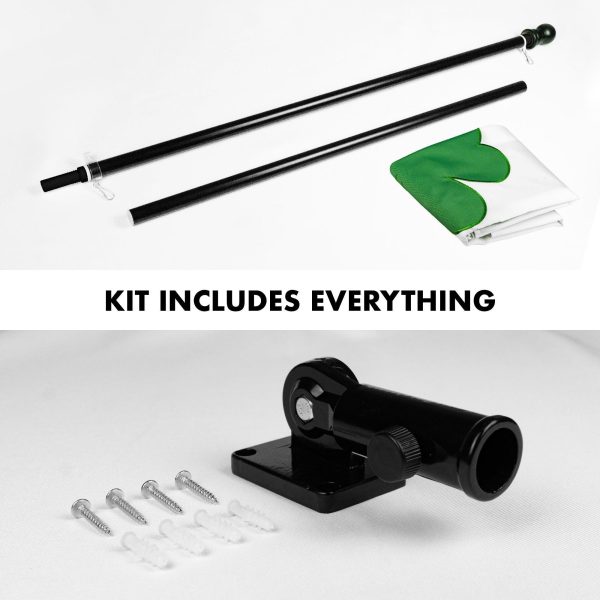 G128 Combo Pack: 5 Ft Tangle Free Aluminum Spinning Flagpole (Black) & Ireland Irish Shamrock Flag 2.5x4 Ft, ToughWeave Series Embroidered 300D Polyester | Pole with Flag Included - Image 2
