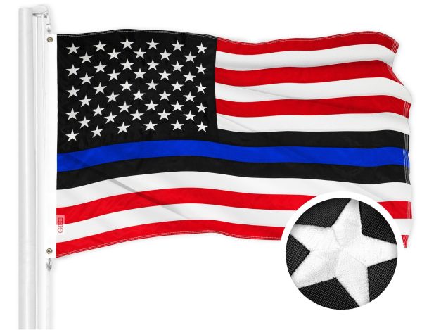 Blue Lives Matter Flag 210D Embroidered Polyester 2x3 Ft