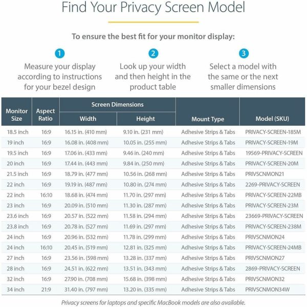 StarTech.com 28-inch 16:9 Computer Monitor Privacy Filter, Anti-Glare Privacy Screen w/51% Blue Light Reduction, +/- 30 deg. View Angle - Image 5