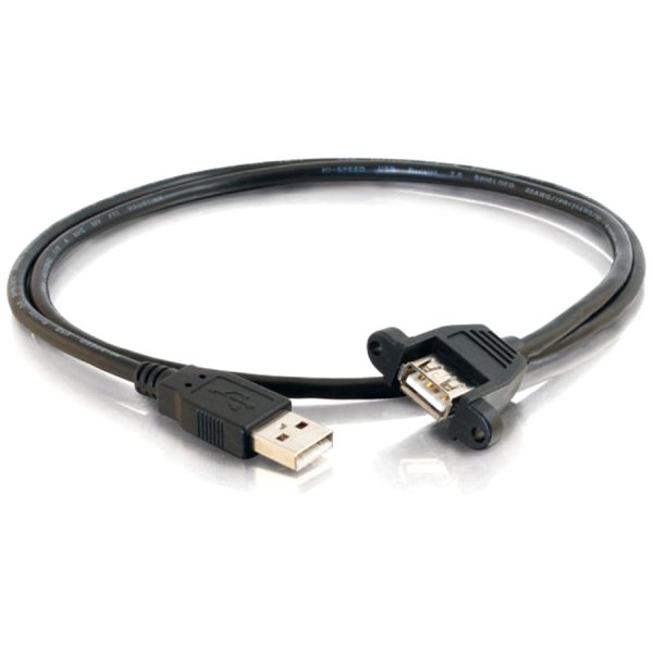 C2G 3ft Panel-Mount USB 2.0 A Male to A Female Cable - Image 2