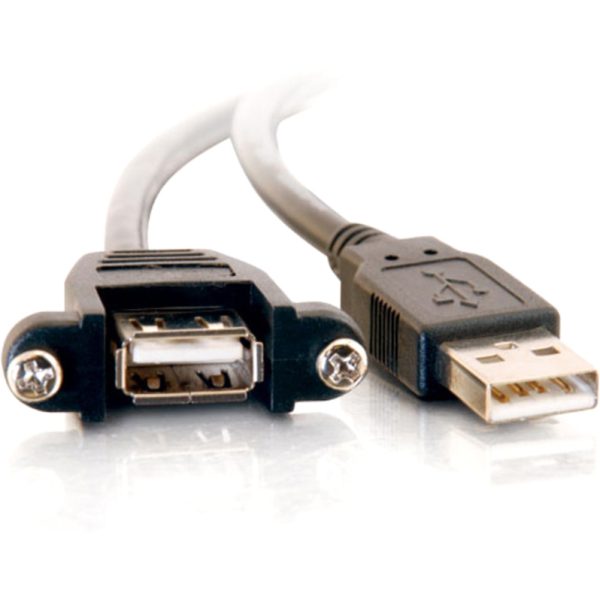 C2G 3ft Panel-Mount USB 2.0 A Male to A Female Cable - Image 3