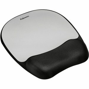 Fellowes® Memory Foam Mouse Pad Wrist Rest - Black/Silver (9175801)