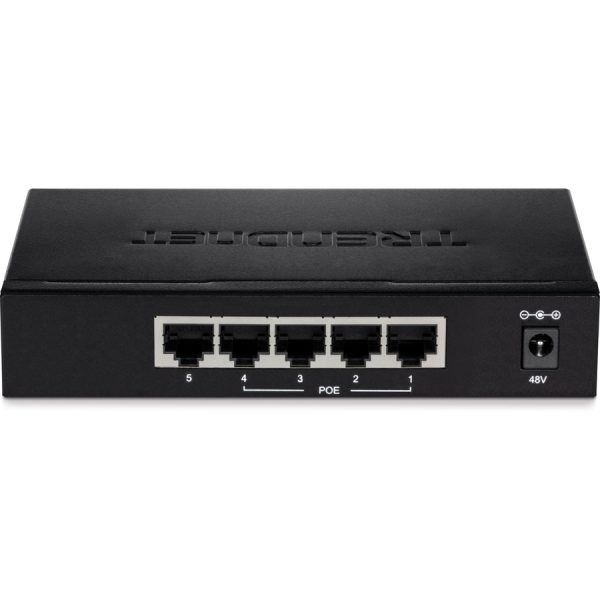 TRENDnet 5-Port Gigabit EdgeSmart PoE+ Switch, 4 x Gigabit PoE+ Ports, 1x Gigabit Port, 31W PoE Power Budget, Managed PoE+ Switch, Wall mountable, Lifetime Protection, Black, TPE-TG50ES - Image 2