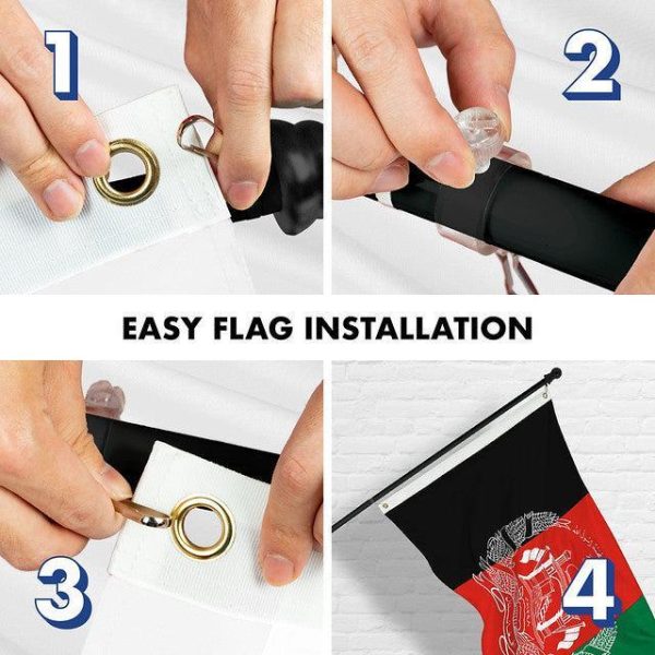 G128 Combo Pack: Flag Pole 6 FT Black Tangle Free & Afghanistan Afghan Flag 3x5 FT Printed 150D Polyester - Image 7