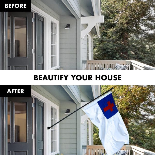 G128 Combo Pack: 5 Ft Tangle Free Aluminum Spinning Flagpole (Black) & Christian Flag 2.5x4 Ft, ToughWeave Series Embroidered 300D Polyester | Pole with Flag Included - Image 3