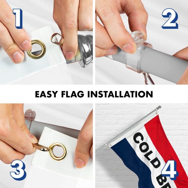 G128 Combo Pack: 6 Feet Tangle Free Spinning Flagpole (Silver) Cold Beer Flag 3x5 ft Printed 150D Brass Grommets (Flag Included) Aluminum Flag Pole - Image 7
