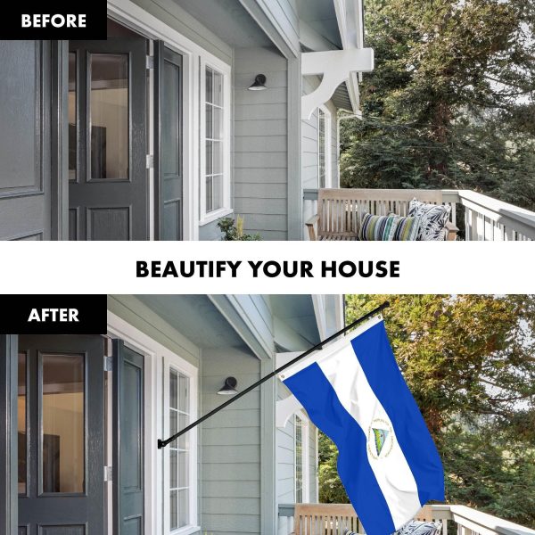 G128 Combo Pack: 6 Ft Tangle Free Aluminum Spinning Flagpole (Black) & Nicaragua Nicaraguan Flag 3x5 Ft, LiteWeave Pro Series Printed 150D Polyester | Pole with Flag Included - Image 3