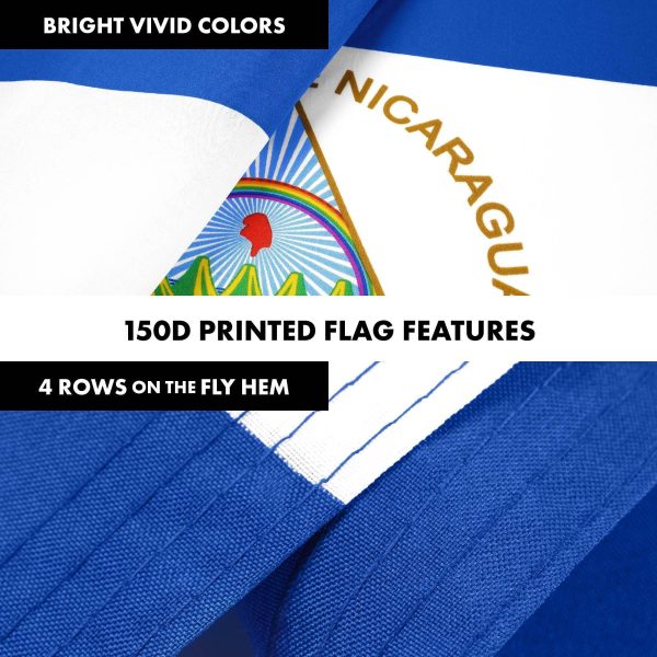 G128 Combo Pack: 6 Ft Tangle Free Aluminum Spinning Flagpole (Black) & Nicaragua Nicaraguan Flag 3x5 Ft, LiteWeave Pro Series Printed 150D Polyester | Pole with Flag Included - Image 5