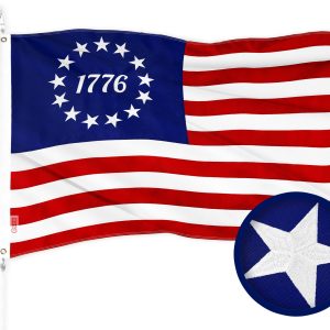 G128 Betsy Ross 1776 Flag | 2x3 Ft | ToughWeave Series Embroidered 300D Polyester | Historical Flag, Embroidered Design, Indoor/Outdoor, Brass Grommets
