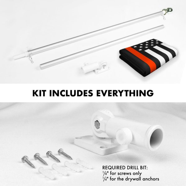 G128 Combo Pack: Flag Pole 6 FT Silver Tangle Free & Thin Orange Line Flag 3x5 FT Brass Grommets Printed Polyester (Flag Included) Aluminum Flag Pole - Image 2