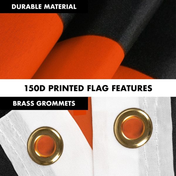 G128 Combo Pack: Flag Pole 6 FT Silver Tangle Free & Thin Orange Line Flag 3x5 FT Brass Grommets Printed Polyester (Flag Included) Aluminum Flag Pole - Image 4