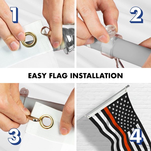 G128 Combo Pack: Flag Pole 6 FT Silver Tangle Free & Thin Orange Line Flag 3x5 FT Brass Grommets Printed Polyester (Flag Included) Aluminum Flag Pole - Image 7
