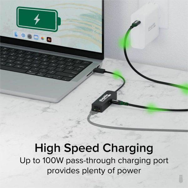 Plugable USB C to Ethernet Adapter 2.5Gb with 100W USB-C PD Charging, 2.5 Gigabit Type C USB Ethernet Adapter - Image 4
