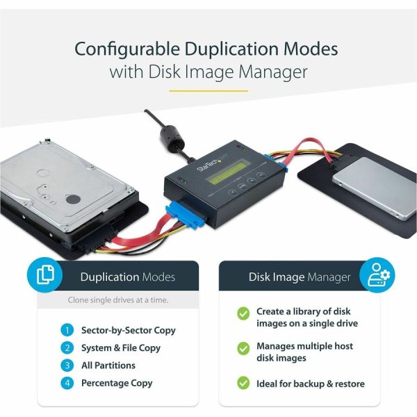StarTech.com 1:1 Standalone Hard Drive Duplicator with Disk Image Library Manager for Backup & Restore, HDD/SSD Cloner - Image 3