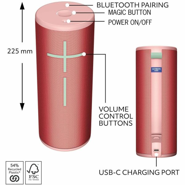 Ultimate Ears MEGABOOM 4 Portable Waterproof Bluetooth Speaker With Powerful 360-Degree Sound and Thundering Bass, Floating Speaker With 20-Hour Battery and 147ft (45m) Range, Red - Image 5