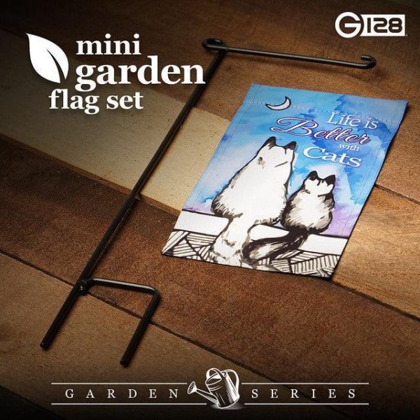 G128 Garden Flag & Stand Life is Better with Cats | 4x8 Inch | Printed Blockout Polyester - Image 2