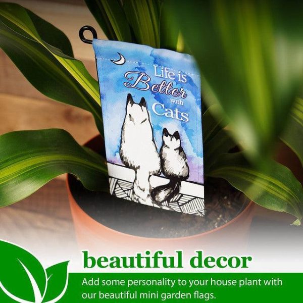 G128 Garden Flag & Stand Life is Better with Cats | 4x8 Inch | Printed Blockout Polyester - Image 8