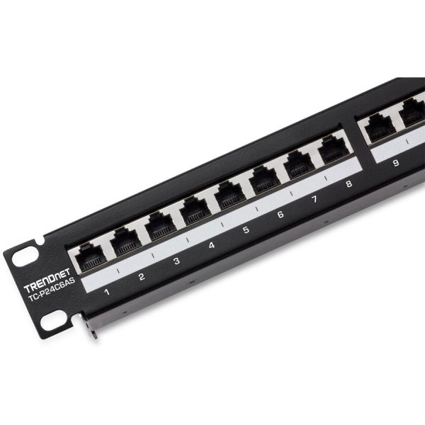TRENDnet 24-Port Cat6A Shielded Patch Panel, 1U 19" Metal Housing, 10G Ready, Cat5e,Cat6,Cat6A Compatible, Cable Management, Color-Coded Labeling for T568A and T568B Wiring, Black, TC-P24C6AS - Image 8