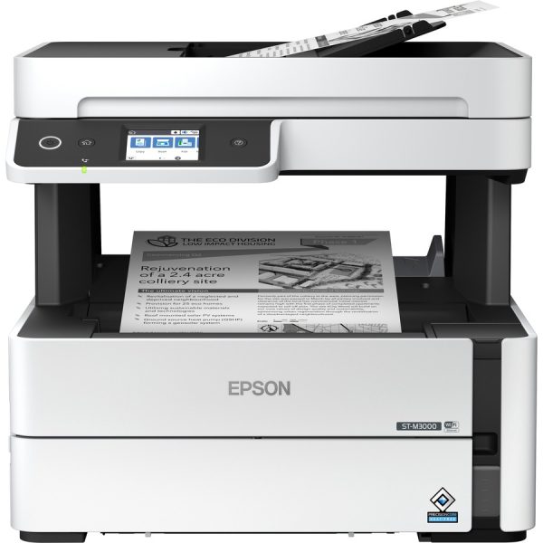 Epson WorkForce ST-M3000 Monochrome Multifunction Supertank Printer. Cartridge Free MFP with ADF & Fax Inkjet copier/Fax/Scanner-1200x2400 dpi Print-Automatic Duplex Print-1200 dpi Optical Scan-20 ppm-Up to 23k pages of ink-Wireless LAN - Image 5