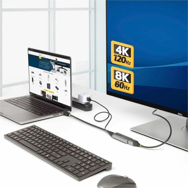 StarTech.com 1ft (30cm) HDMI to DisplayPort Adapter Cable, 8K 60Hz, Active HDMI 2.1 to DP 1.4 Video Converter, USB Bus Powered - Image 6