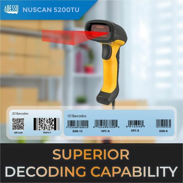 Adesso NuScan 5200TU- Antimicrobial & Waterproof 2D Barcode Scanner - Image 4