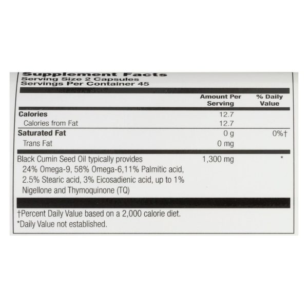 Heritage Store Black Seed Oil Dietary Supplement  - 1 Each - 90 VCAP - Image 2