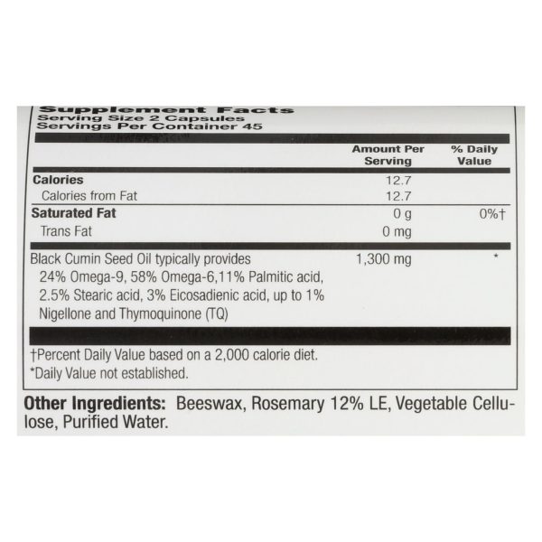 Heritage Store Black Seed Oil Dietary Supplement  - 1 Each - 90 VCAP - Image 3