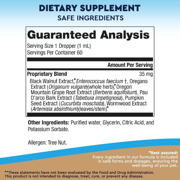 Cats & Dogs Natural Worm Treatment with Probiotic & Liquid Herbal Medicine   Prevention Medication & Supplement Drops for Kitten and Puppies   for Daily Use with Pet Food   Made in USA - Image 2