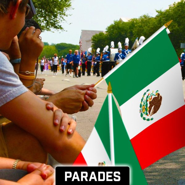 G128 24 Pack Handheld Mexico Mexican Stick Flags | 12x18 In | Printed 150D Polyester, Country Flag, Solid Wooden Stick, Spear Gold Tip - Image 5