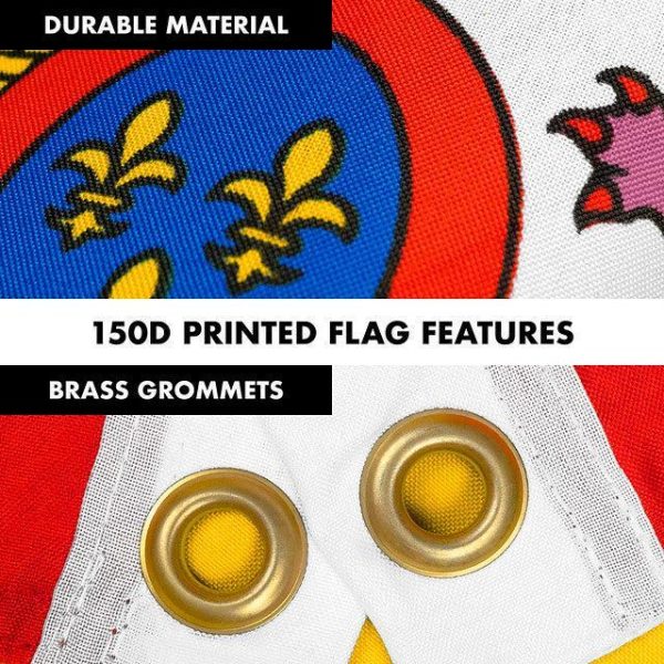 G128 Combo Pack: 6 Feet Tangle Free Spinning Flagpole (White) Spain Spanish Flag 3x5 ft Printed 150D Brass Grommets (Flag Included) Aluminum Flag Pole - Image 4
