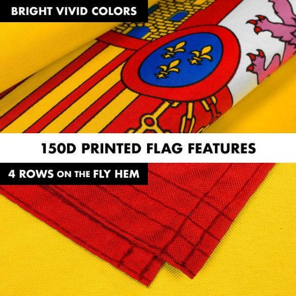 G128 Combo Pack: 6 Feet Tangle Free Spinning Flagpole (White) Spain Spanish Flag 3x5 ft Printed 150D Brass Grommets (Flag Included) Aluminum Flag Pole - Image 5