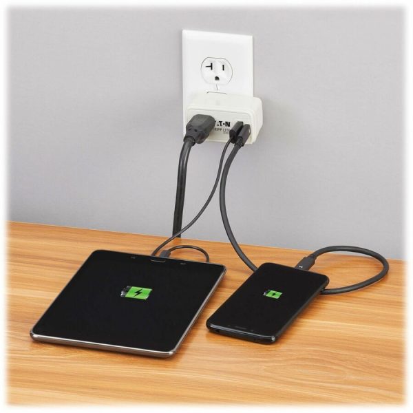 Eaton Tripp Lite Series Power It! 1-Outlet Universal Travel Charger and Power Strip - 5-15R Outlet, USB-C and USB-A Ports, 32W PD Charging, 5-15P Direct Plug-In, Gray - Image 2