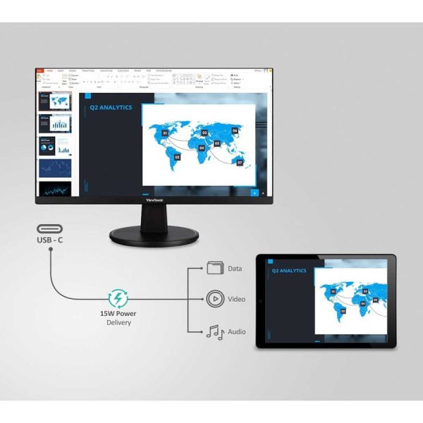 ViewSonic VA2447-MHU 24 Inch Full HD 1080p USB C Monitor with Ultra-Thin Bezel, AMD FreeSync, 100Hz, Eye Care, 15W Charging, HDMI, and VGA Inputs for Home and Office - Image 10
