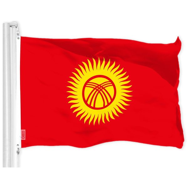 G128 Combo Pack: American USA Flag 3x5 Ft & Kyrgyzstan Flag 3x5 Ft, Both Printed 150D Polyester, Indoor/Outdoor, Brass Grommets - Image 2