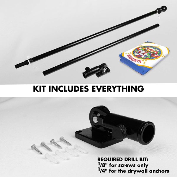 G128 Combo Pack: 6 Ft Tangle Free Spinning Flagpole (Black) & Minnesota Flag 3x5 Ft Printed 150D Polyester, Brass Grommets (Flag Included) Aluminum Flag Pole - Image 2