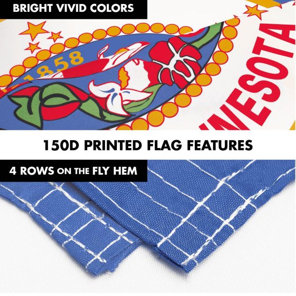 G128 Combo Pack: 6 Ft Tangle Free Spinning Flagpole (Black) & Minnesota Flag 3x5 Ft Printed 150D Polyester, Brass Grommets (Flag Included) Aluminum Flag Pole - Image 5