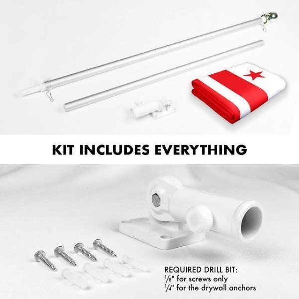 G128 Combo Pack: 6 Feet Tangle Free Spinning Flagpole (Silver) Washington DC Capital Flag 3x5 ft Printed 150D Brass Grommets (Flag Included) Aluminum Flag Pole - Image 2