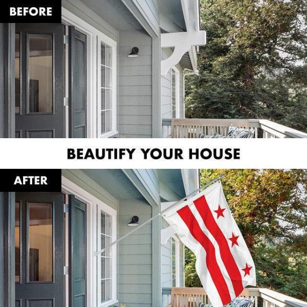 G128 Combo Pack: 6 Feet Tangle Free Spinning Flagpole (Silver) Washington DC Capital Flag 3x5 ft Printed 150D Brass Grommets (Flag Included) Aluminum Flag Pole - Image 3