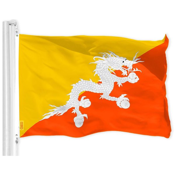 G128 Combo Pack: American USA Flag 3x5 Ft & Bhutan Flag 3x5 Ft, Both Printed 150D Polyester, Indoor/Outdoor, Brass Grommets - Image 2