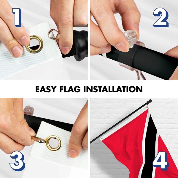G128 Combo Pack: 6 Ft Tangle Free Aluminum Spinning Flagpole (Black) & Trinidad and Tobago Flag 3x5 Ft, LiteWeave Pro Series Printed 150D Polyester | Pole with Flag Included - Image 7