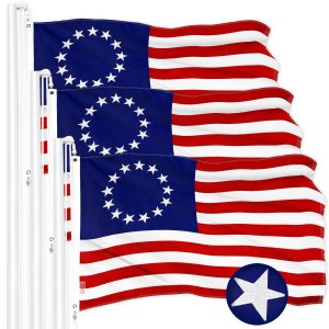 G128 3 Pack: Betsy Ross Flag | 2.5x4 Ft | ToughWeave Series Embroidered 300D Polyester | Historical Flag, Embroidered Design, Indoor/Outdoor, Brass Grommets