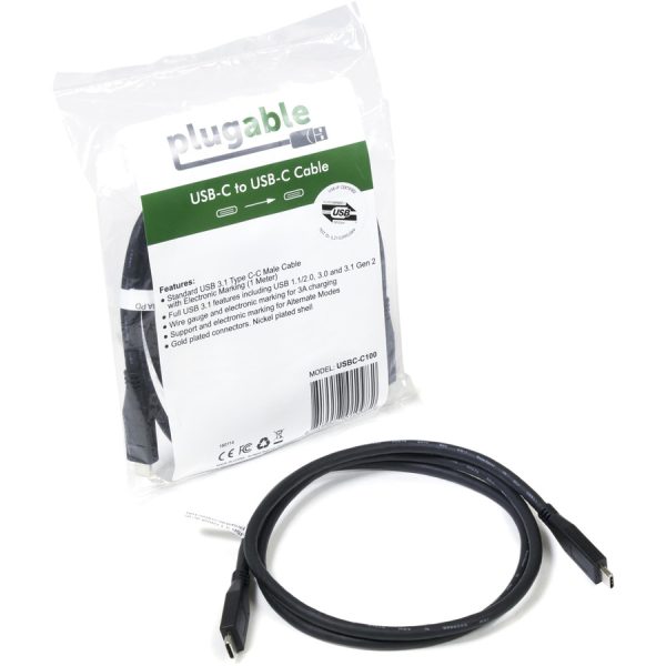 Plugable 10Gbps USB C to USB C Cable, 3.3 feet (1 Meter), 3A, USB-IF Certified, USB 3.1 Gen 2 Type-C - Image 6