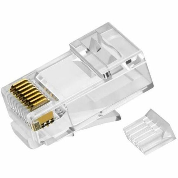 Monoprice Cat6 RJ45 Modular Plugs w/Inserts for Round Solid/Stranded Cable,50u,Clear,100pk - Image 2