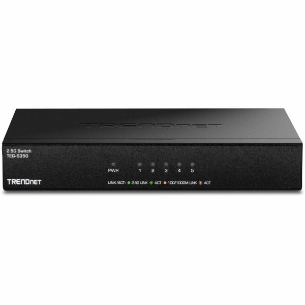 TRENDnet 5-Port Unmanaged 2.5G Switch, 5 x 2.5GBASE-T Ports, 25Gbps Switching Capacity, Backwards Compatible with 10-100-1000Mbps Devices, Fanless, Wall Mountable, Black, TEG-S350 - Image 2