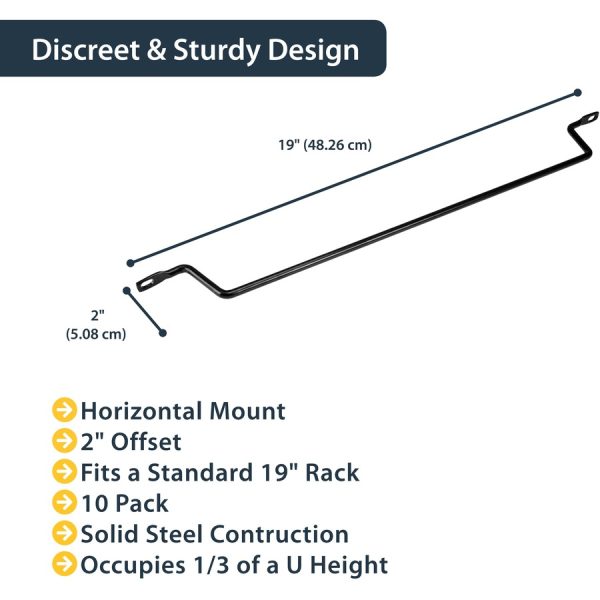 StarTech.com Horizontal Cable Lacing Bars with 2 in. Offset for Racks - Horizontal Cable Manager - 10 Pack - Image 3