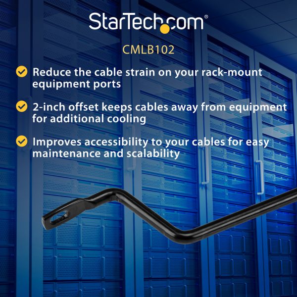 StarTech.com Horizontal Cable Lacing Bars with 2 in. Offset for Racks - Horizontal Cable Manager - 10 Pack - Image 4