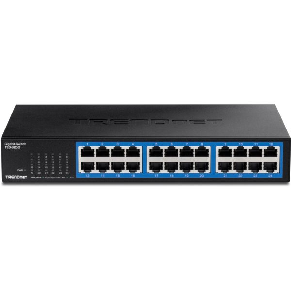 TRENDnet 24-Port Gigabit Switch, TEG-S25, 24 x Gigabit RJ-45 Ports, 48Gbps Switching Capacity, Fanless Design, Metal Enclosure, Internal Power Supply, Lifetime Protection, Black - Image 2