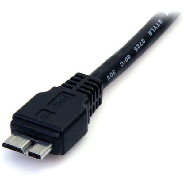 StarTech.com 0.5m (1.5ft) Black SuperSpeed USB 3.0 (5Gbps) Cable A to Micro B - M/M - Image 2