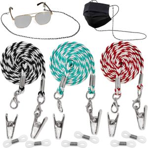 SIGONNA Eyewear Retainers   Eye Glass String Strap Holder   Eyeglass Chain for Women   Silver Eyeglass Strap   Reading Glass Chain   Eyeglass Neck Chain   3 Cords